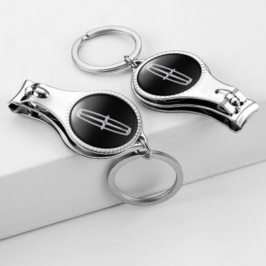 Lincoln Keychain Fob Ring Nail Trimmer Clean Black Chrome Tint Domed Logo Design