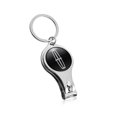 Lincoln Keychain Fob Ring Nail Trimmer Clean Black Chrome Tint Domed Logo Design