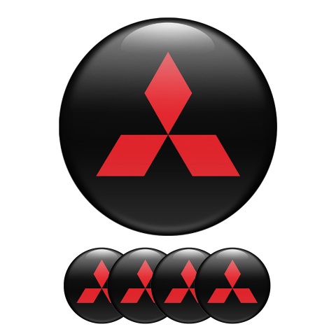 Mitsubishi Silicone Stickers Center Hub Racing Style Black And Red 