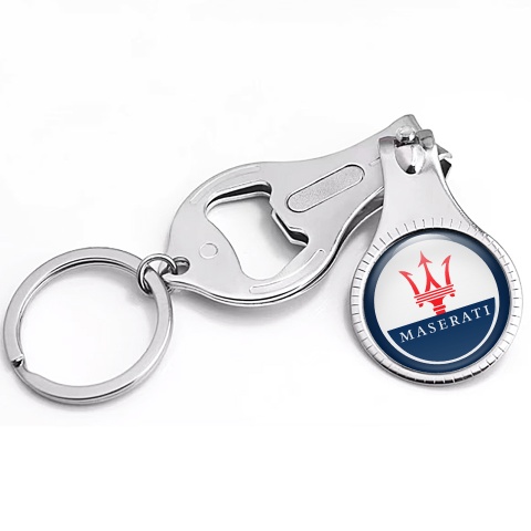 Maserati Key Fob Ring Fingernail Trimmer Classic Blue White Red Trident Domed Emblem