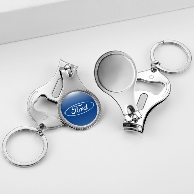 Ford Key Chain Fingernail Trimmer Blue White Clean Oval Domed Sticker Design