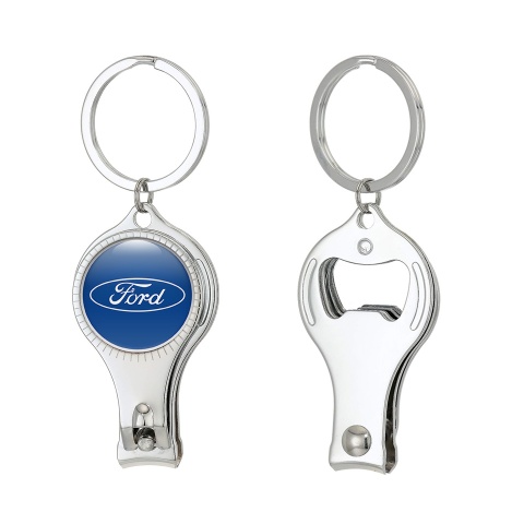 Ford Key Chain Fingernail Trimmer Blue White Clean Oval Domed Sticker Design