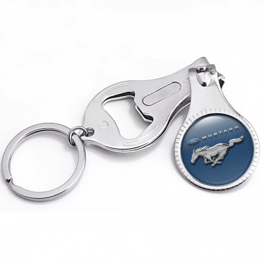Ford Mustang Key Fob Nail Clipper Blue Carbon Chrome Logo Edition