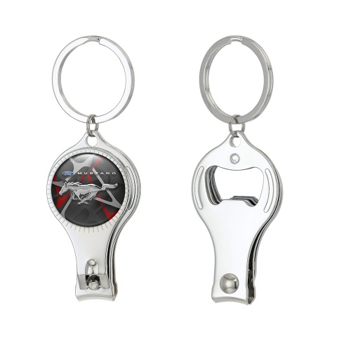 Ford Mustang Key Chain Ring Fingernail Trimmer Camo Chrome Emblem
