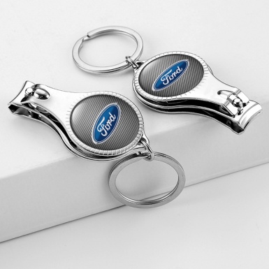 Ford Key Chain Fingernail Clipper Light Carbon Blue Logo Domed Design