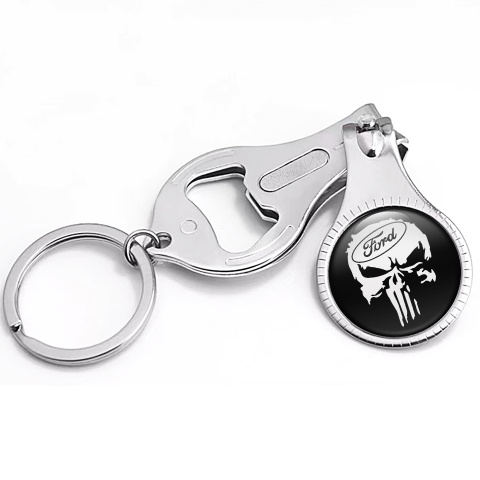 Ford Key Holder Nail Clipper Classic Black White Punisher Logo Design