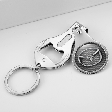 Mazda Key Chain Nail Trimmer Light Carbon Chrome Domed Emblem