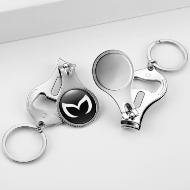 Mazda Keyring Chain Nail Trimmer Black White Devil Logo Design