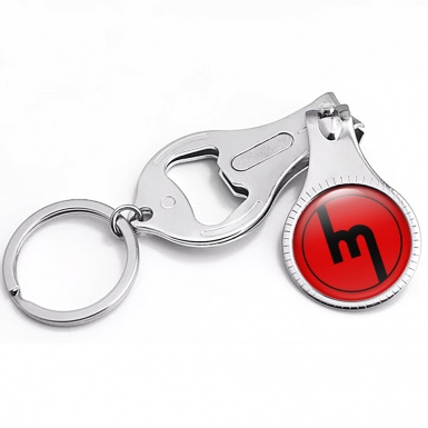 Mazda Miata Key Holder Nail Clipper Red Black Ring Domed Emblem