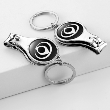 Mazda Key Chain Nail Clipper Classic Black White Oval Domed Sticker