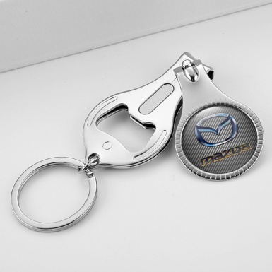 Mazda Keyring Holder Nail Trimmer Light Carbon 3D Logo Domed Sticker