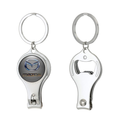 Mazda Keyring Holder Nail Trimmer Light Carbon 3D Logo Domed Sticker