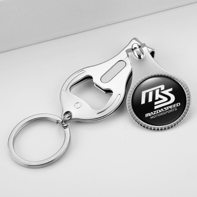 Mazda Speed Keyring Nail Trimmer Classic Black White Logo Domed Sticker