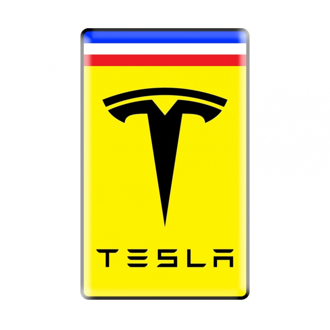 Tesla Emblem Logo Silicone Sticker Yellow Style