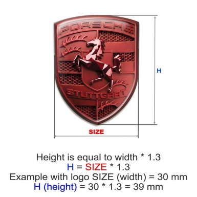 Porsche Crest Emblem Self-adhesive Badge Red Limited Edition
