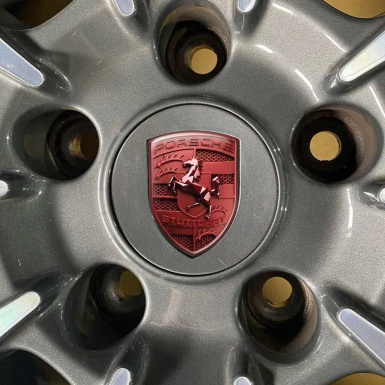 Porsche Crest Emblem Self-adhesive Badge Red Limited Edition