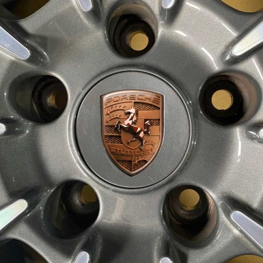 Porsche Logo Emblem Badge Self-adhesive Bronze Style