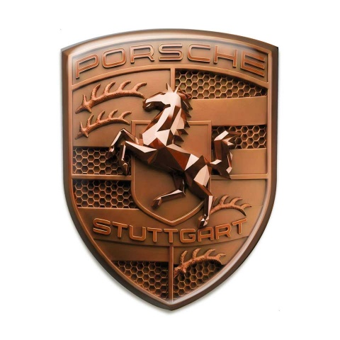 Porsche Logo Emblem Badge Self-adhesive Bronze Style