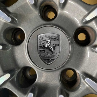 Porsche Emblem Logo Crest Silicone Sticker Grey