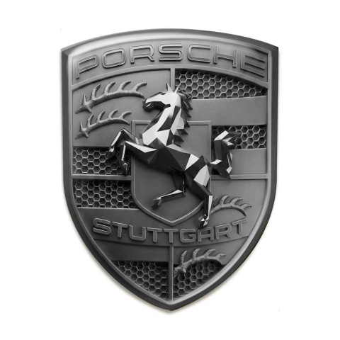 Porsche Emblem Logo Crest Silicone Sticker Grey