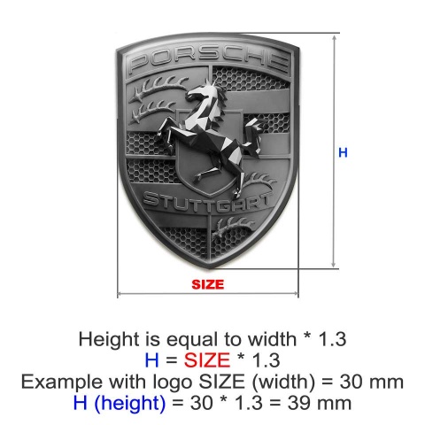 Porsche Emblem Logo Crest Silicone Sticker Grey