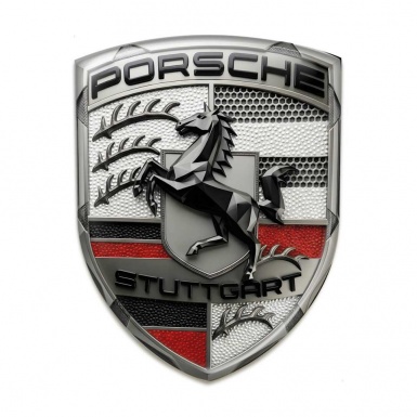 Porsche Emblem Crest Self-adhesive Silicone Badge Red