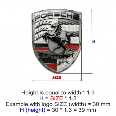 Porsche Emblem Crest Self-adhesive Silicone Badge Red