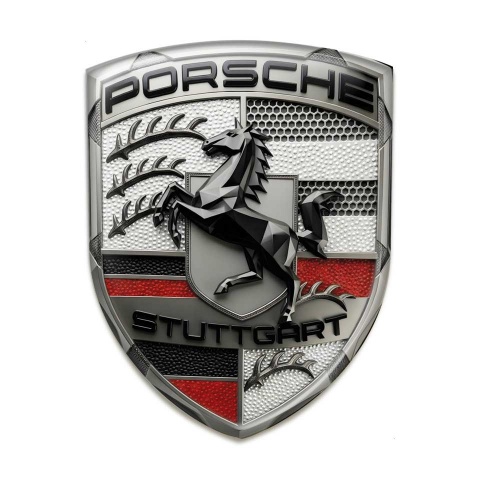 Porsche Emblem Crest Self-adhesive Silicone Badge Red