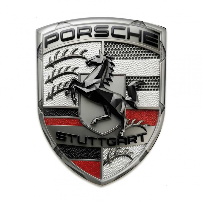 Porsche Emblem Crest Self-adhesive Silicone Badge Red