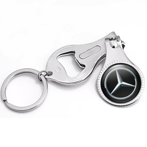 Mercedes Benz Keychain Nail Clipper Honeycomb Metallic Circle Domed Sticker