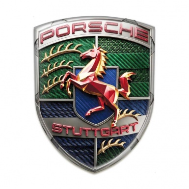 Porsche Logo Crest Emblem Self-adhesive Multicolor