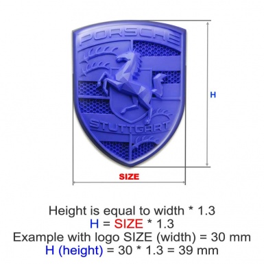 Porsche Silicone Crest Logo Emblem Self-adhesive Navy Blue