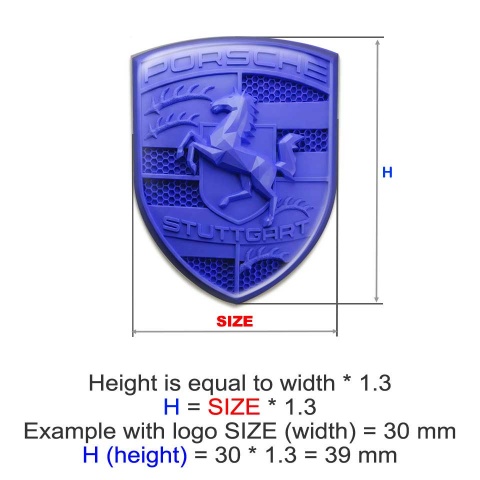 Porsche Silicone Crest Logo Emblem Self-adhesive Navy Blue