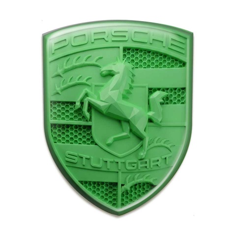 Porsche Domed Emblem Badge Silicone Adhesive Green Style