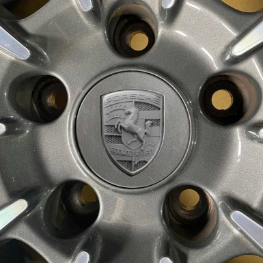 Porsche Domed Crest Logo Emblem Self-adhesive Grey