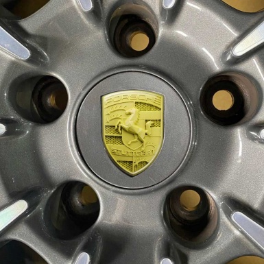 Porsche Crest Emblem Self-adhesive Domed Yellow