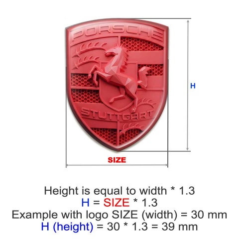 Porsche Crest Emblem Self-adhesive Silicone Badge Red