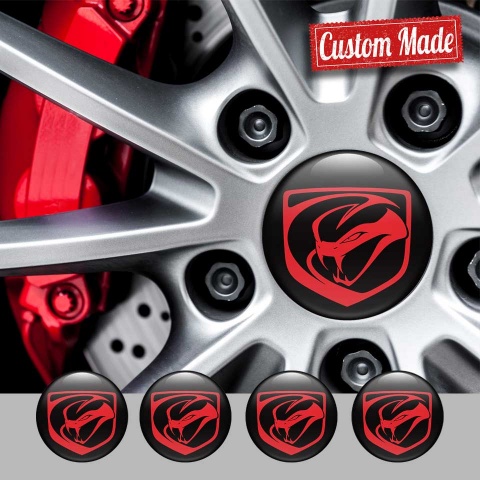 Dodge Viper Emblems Wheel Caps Black Base Red Logo