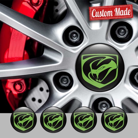 Dodge Viper Emblem Badge Wheel Caps Black Light Green