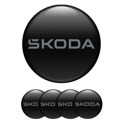 Skoda Emblem for Wheel Center Caps Black Base Logo Color #71797E