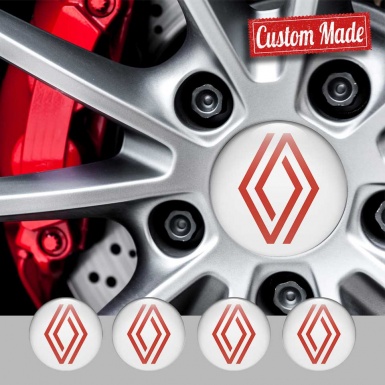 Renault Logo Emblem Badge Wheel Caps White Red