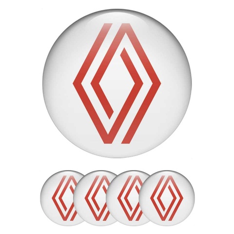 Renault Logo Emblem Badge Wheel Caps White Red
