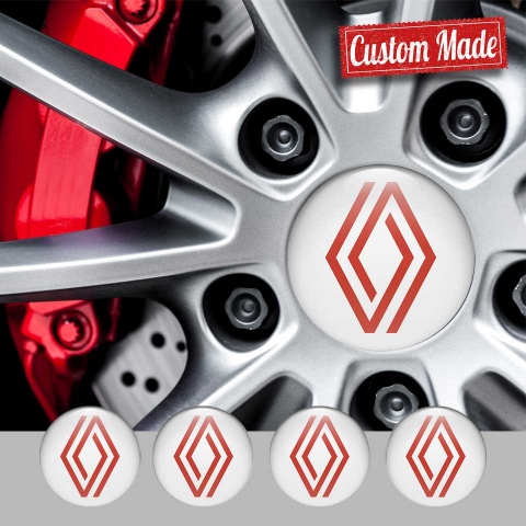 Renault Logo Emblem Badge Wheel Caps White Red