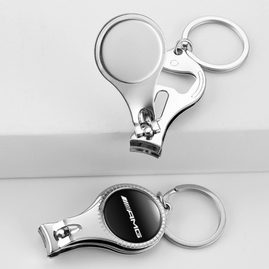 Mercedes AMG Key Ring Fingernail Trimmer Black Classic White Logo Design