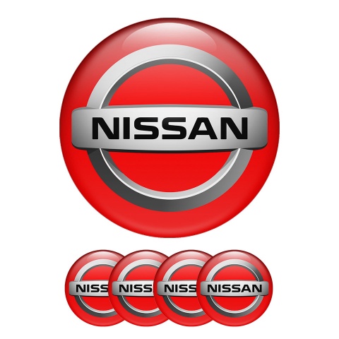 Nissan Domed Stickers Wheel Center Cap Sports Series Red Color
