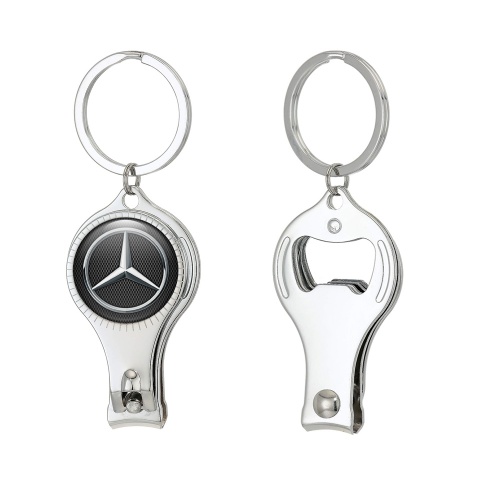 Mercedes Benz Keychain Fingernail Trimmer Dark Carbon Metallic Logo Style