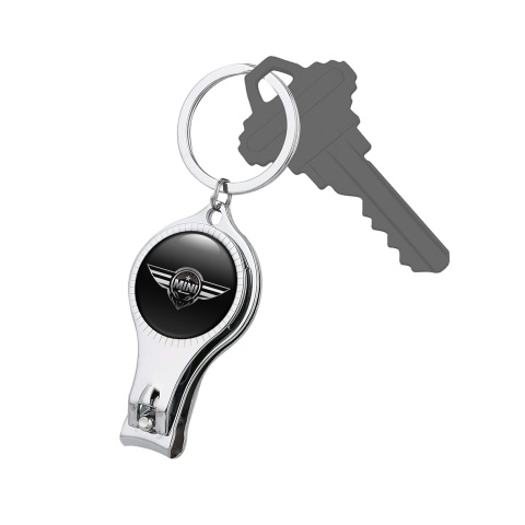 Mini Cooper Racing Key Fob Nail Clipper Black Grey Stars Logo Design