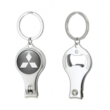 Mitsubishi Key Ring Nail Trimmer Light Carbon White Logo Domed Sticker