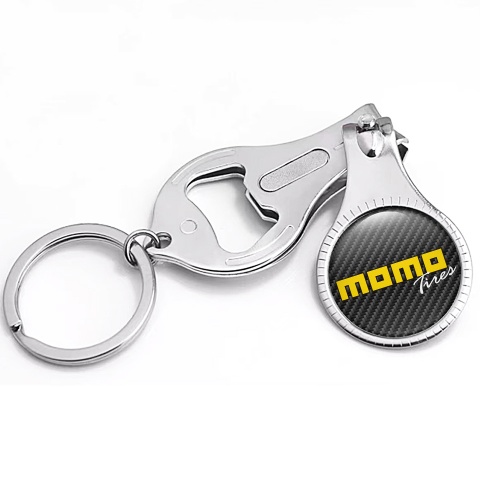 Momo Fob Ring Nail Trimmer Dark Carbon Yellow Domed Sticker