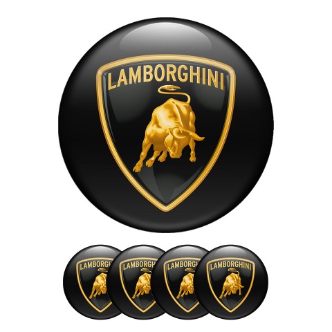 Lamborghini Sticker Wheel Center Hub Cap Domed Badge Classic Black Yellow Logo